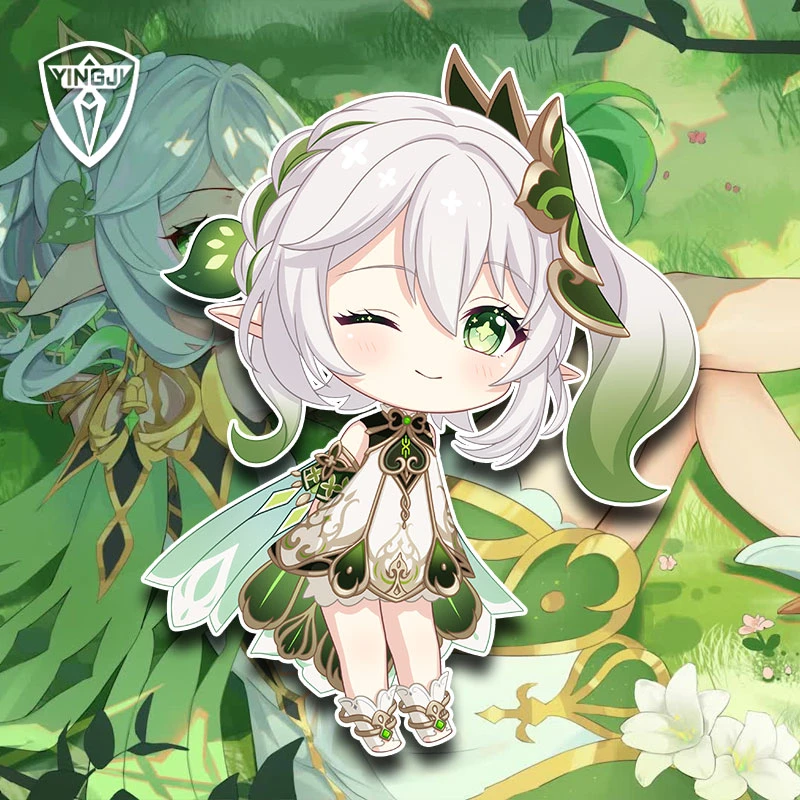 小草神纳西原神卡通反光车贴电动摩托车身贴后窗玻璃贴