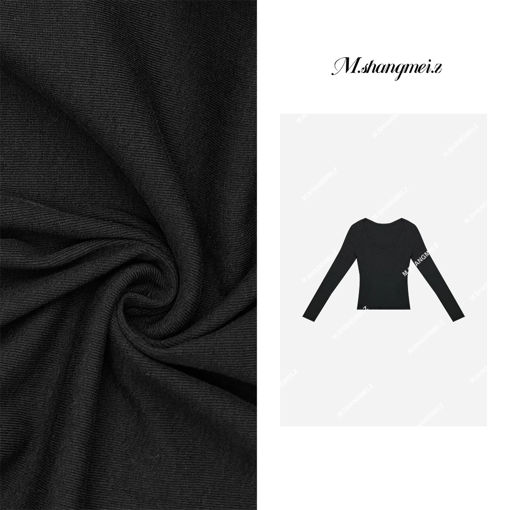 M.SHANGMEI.Z/沐熙【有身材】美大哥黑色显瘦打底长袖针织衫X090854