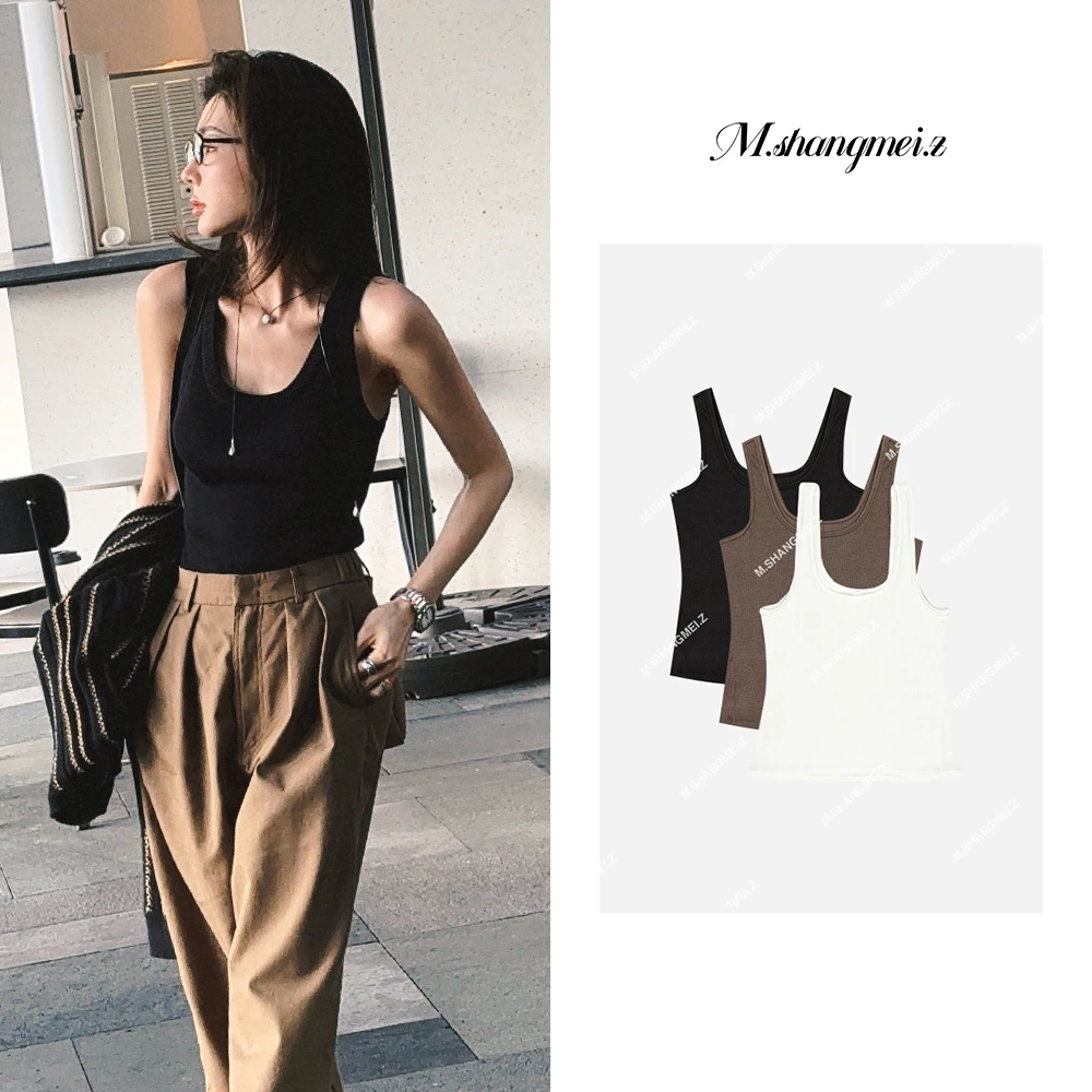 【好日子】美大哥休闲短款女背心打底复古显瘦小众打底背心x040302