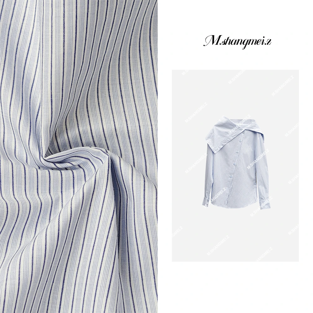M.SHANGMEI.Z/沐熙【海军领】美大哥时尚设计感条纹衬衣X060557