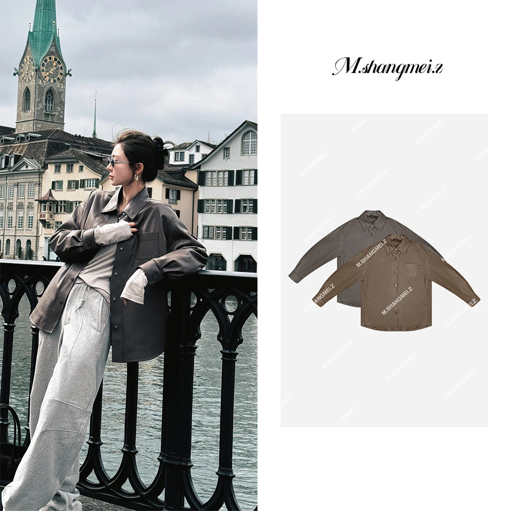 M.SHANGMEI.Z/沐熙美大哥气质轻奢短款皮衣女外套J080771