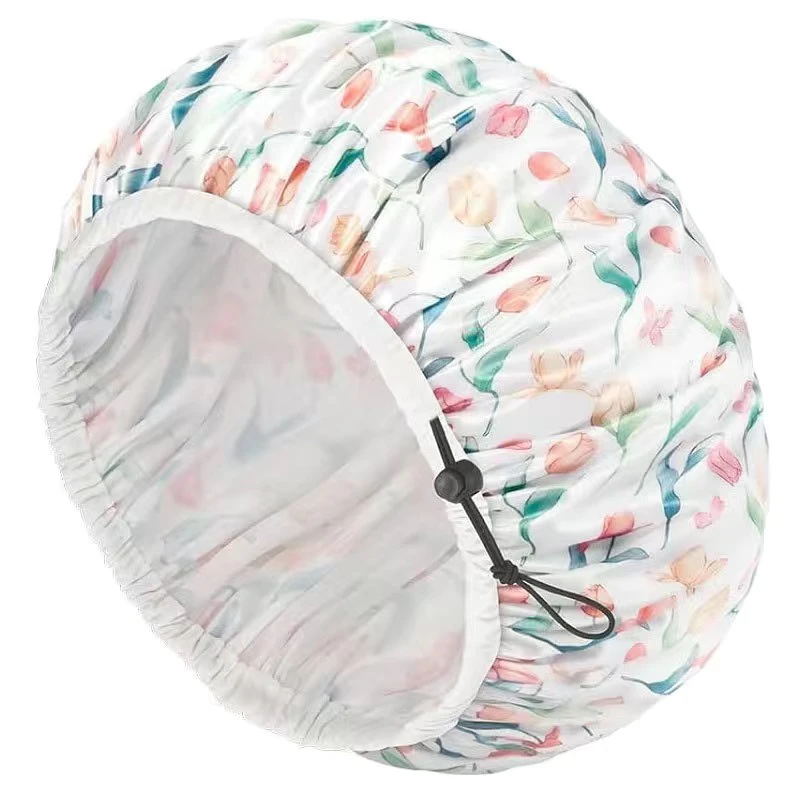 新款印花成人加大可调节双层防水浴帽洗澡高级护发淋浴帽家用套头