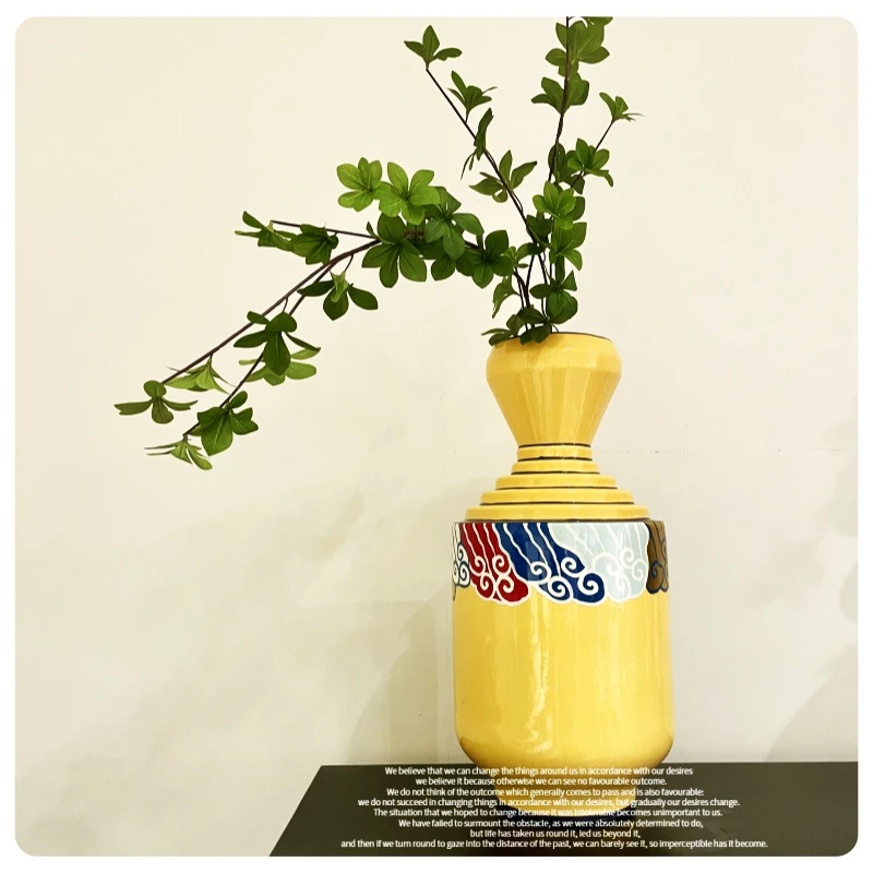 陶瓷装饰花器摆件简美式家居客厅创意轻奢中古法式软装饰品摆设