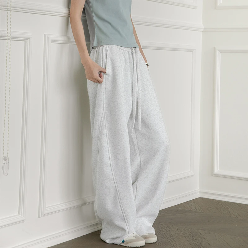 2024秋季新品弯刀裤抽绳分割镰刀裤显瘦遮肉运动裤男女工装垂感裤