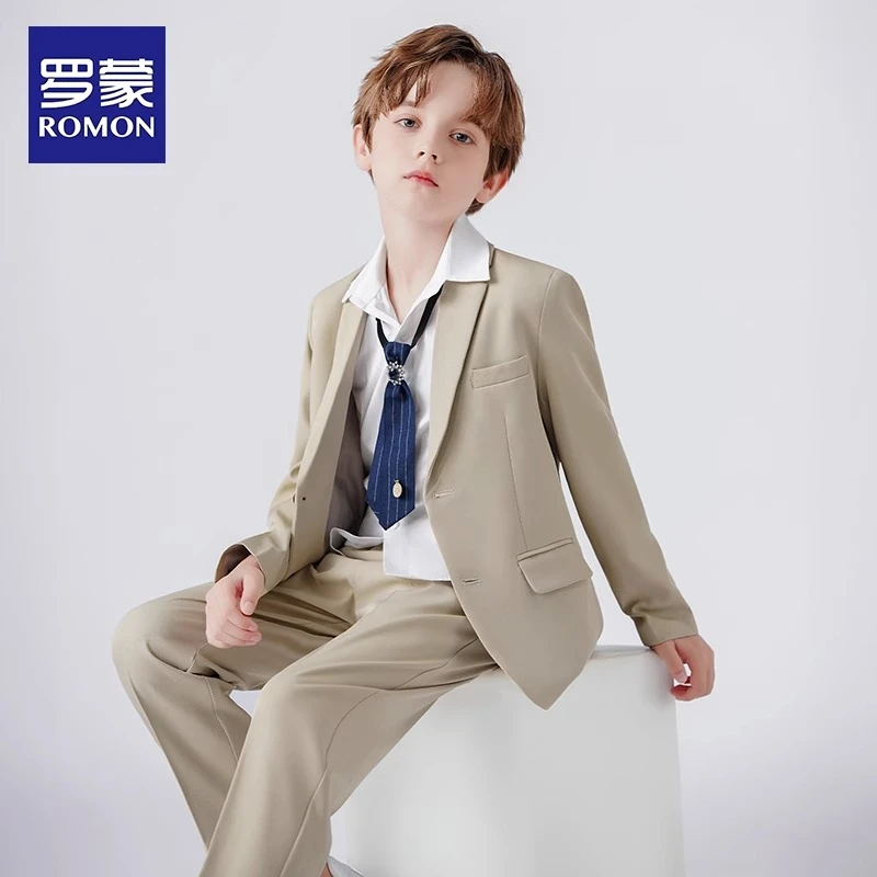 Romon/罗蒙儿童休闲西服套装大童爆款小西装男童2025新款儿童西装