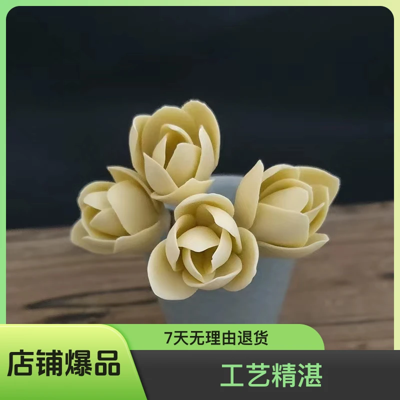 创意纯手工陶瓷玉兰花茶道零配件摆设装饰品茶宠手捏瓷花摆件