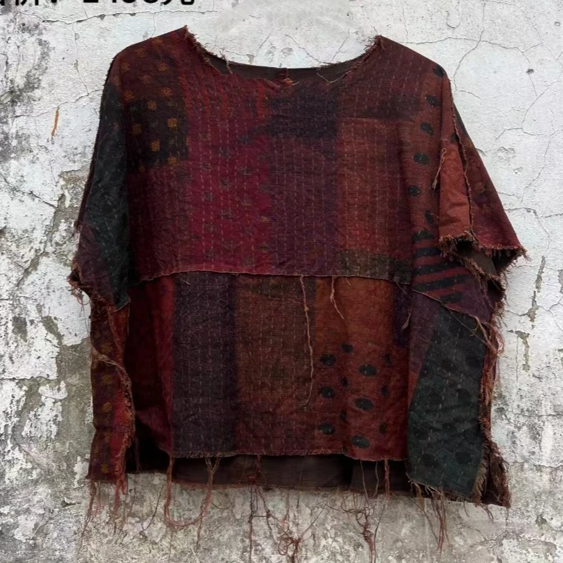 西子分享0378 樆木布衣 香云 纱  拼色流苏【套头衫】