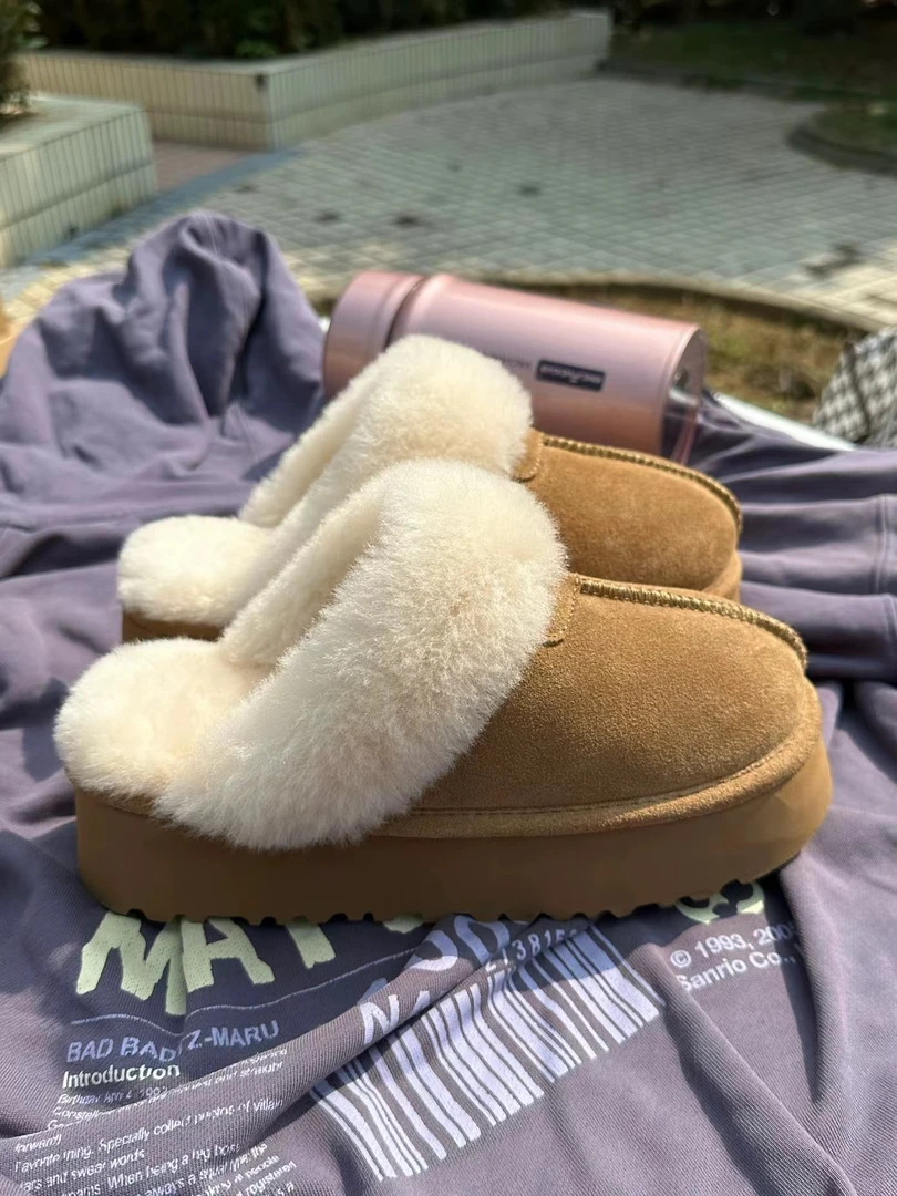 2024新款千颂伊同款皮毛一体拖鞋女外穿包头拖保暖居家羊毛毛拖鞋