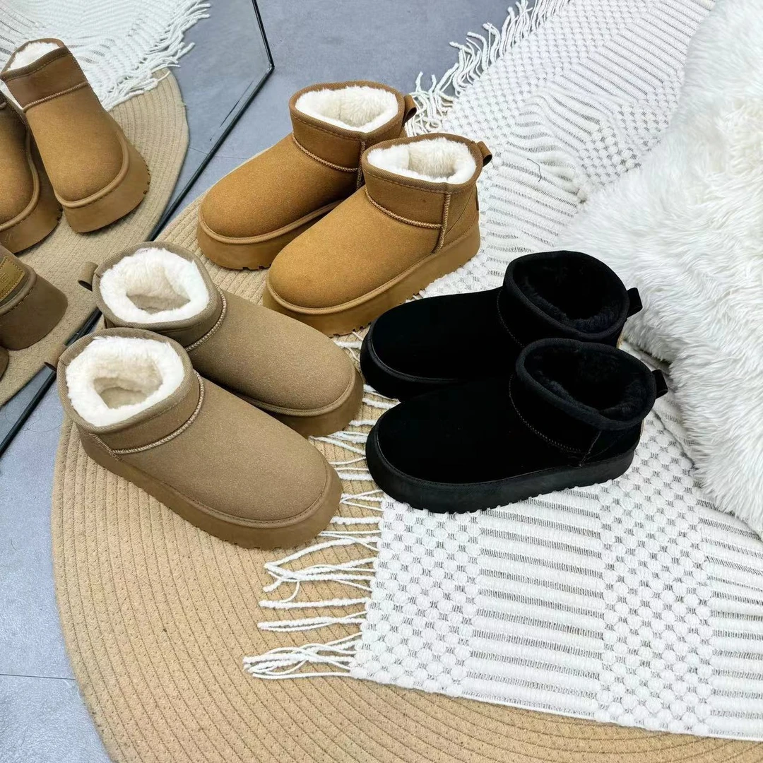 668 雪地靴女加绒加厚2024新款冬季厚底防滑时尚皮毛保暖东北棉靴