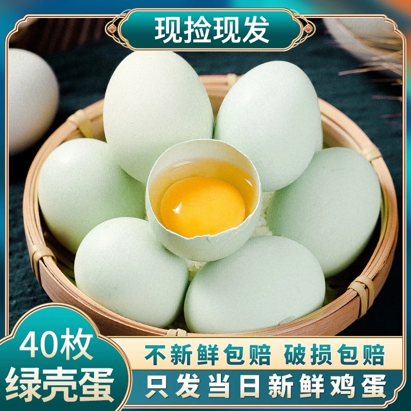 【40枚绿壳乌鸡蛋】珍珠棉包装 农家放养绿壳鸡蛋40枚/1600g