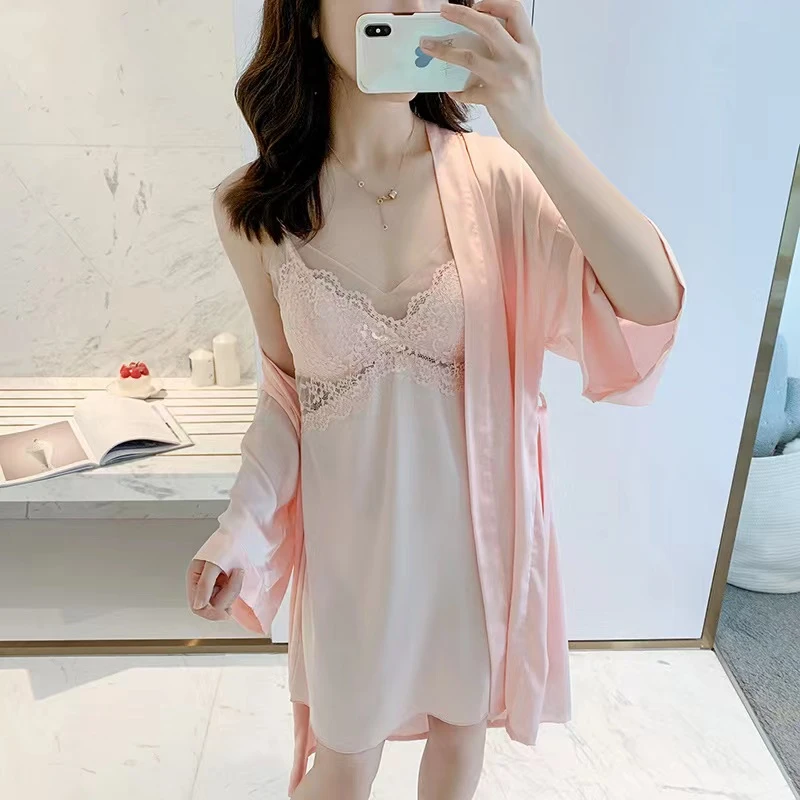 大码薄款性感吊带睡裙纯欲爆款新款春夏秋季冰丝蕾丝睡衣家居服