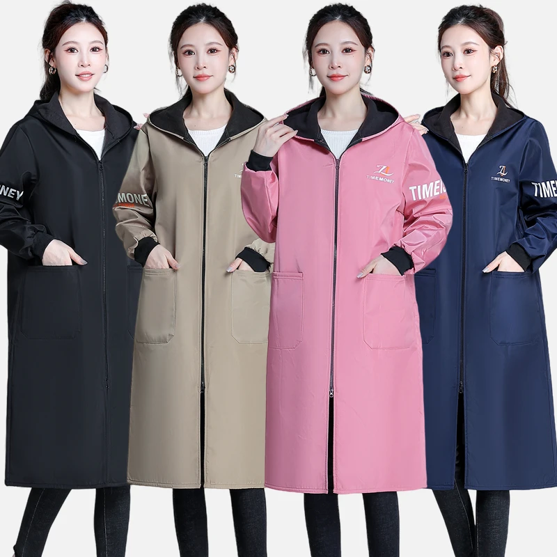 加长款防水成人女做饭加绒保暖秋冬厨房防污工作服男物流搬运大褂