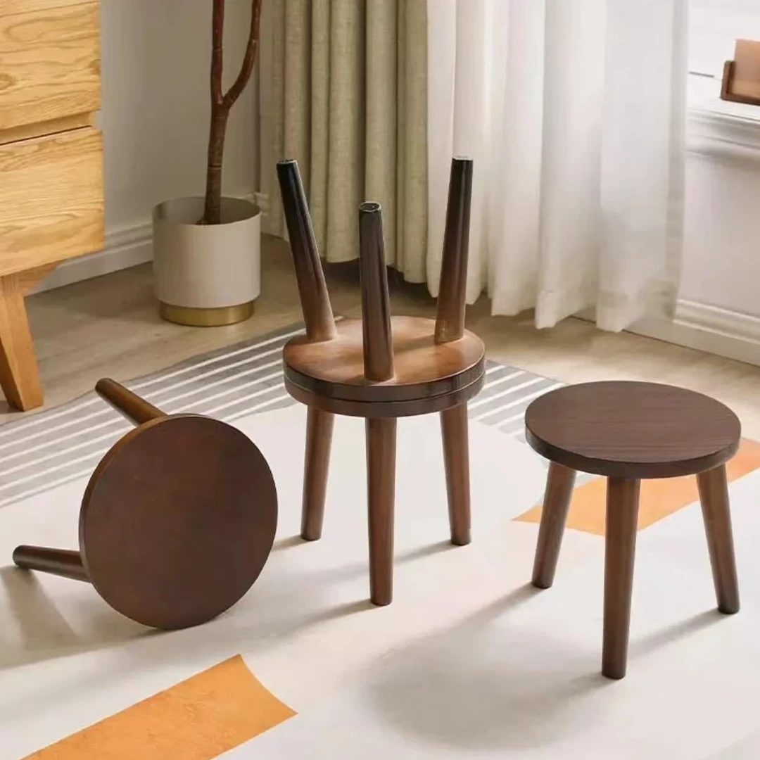 枣木凳子小椅子创意三角圆凳 高度35cm直径31cm