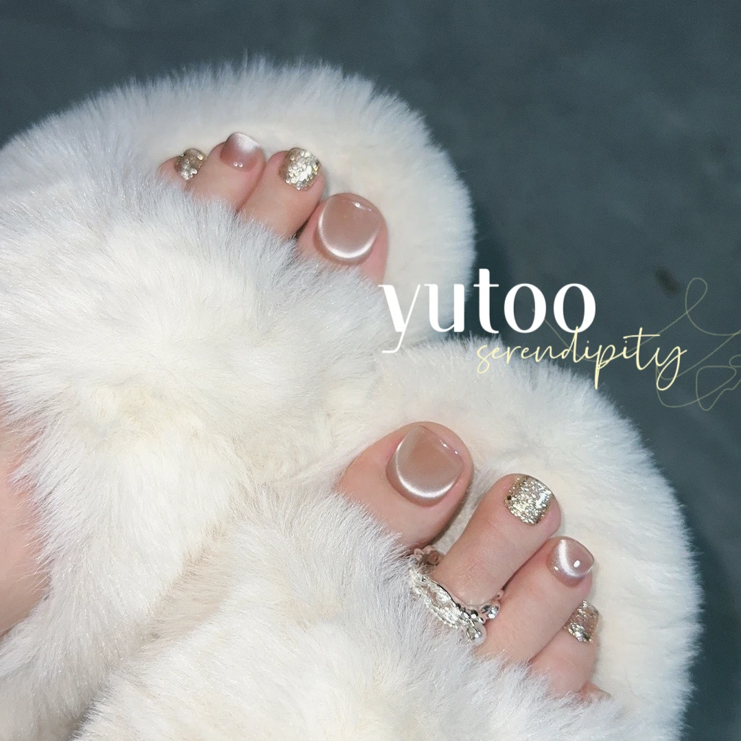 YuToo /【 月光】 脚甲十二片装  纯手工光疗穿戴甲裸色显白夏季