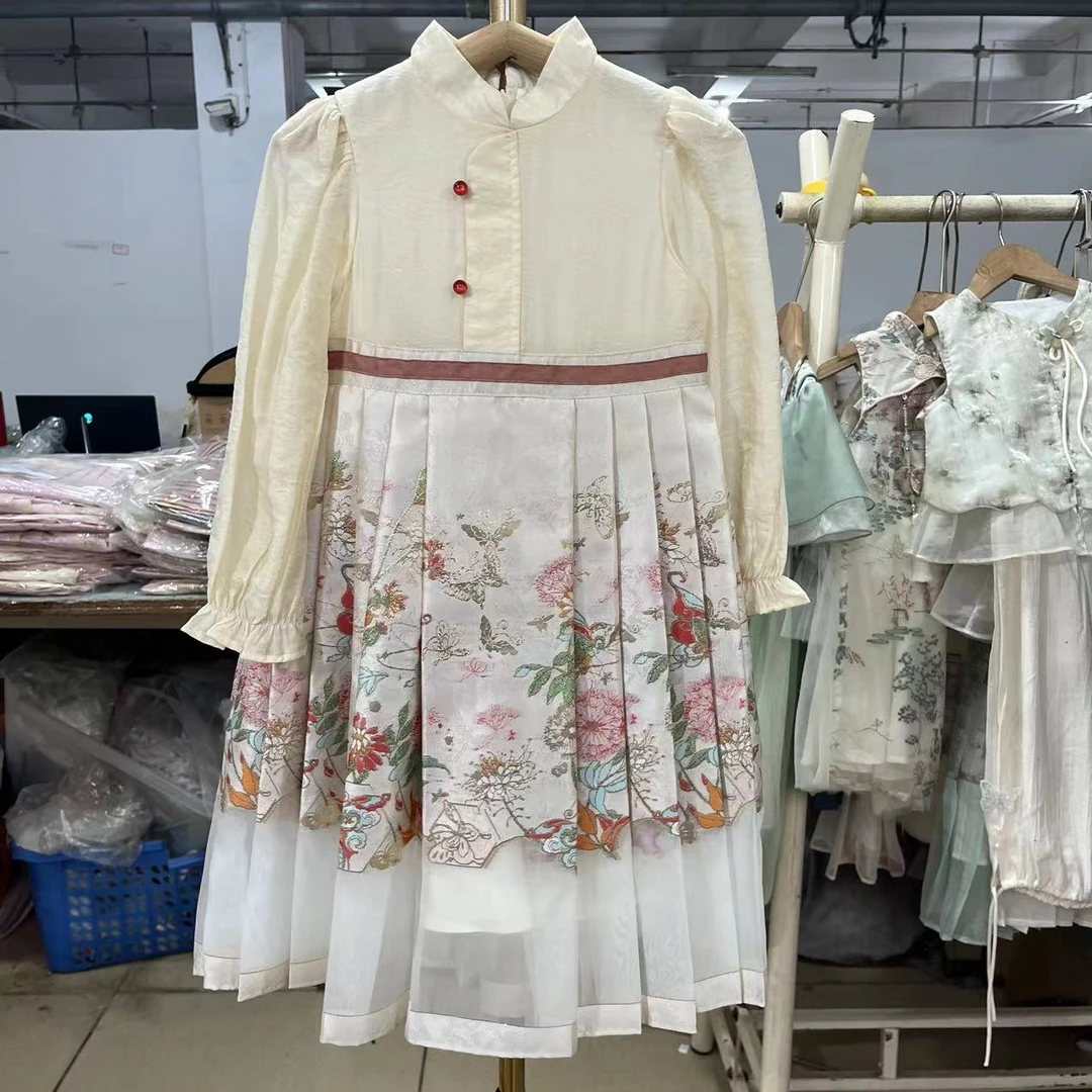 花中蝶马面连衣裙春季新款24女童儿童古风裙子古装仙气国风裙