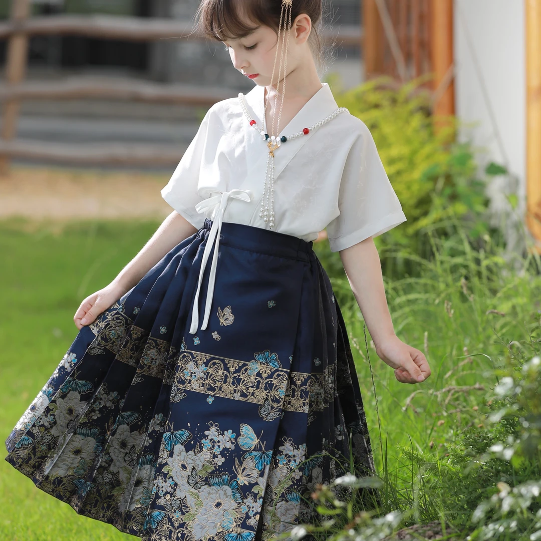 马面裙套装夏季新款2023女童儿童洋气古风裙子古装仙气国风裙