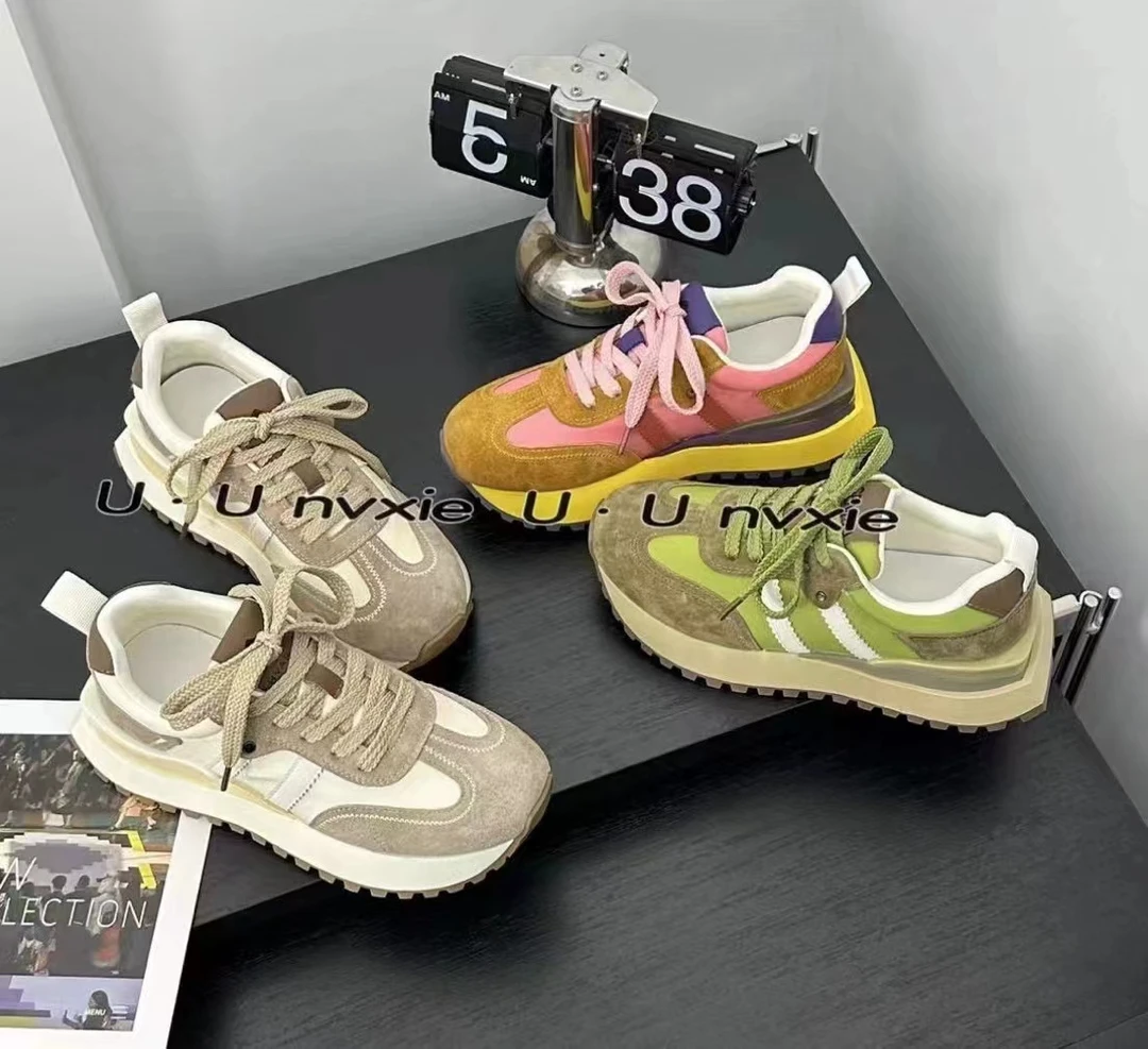 【沐爷专属】时尚百搭厚底拼色阿甘鞋-1867