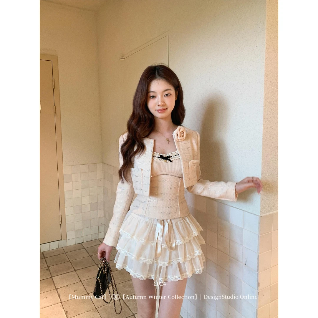 MummyCat下蛋喵【巴黎天鹅湖】70莱赛尔蕾丝绑带蛋糕裙半身短裙