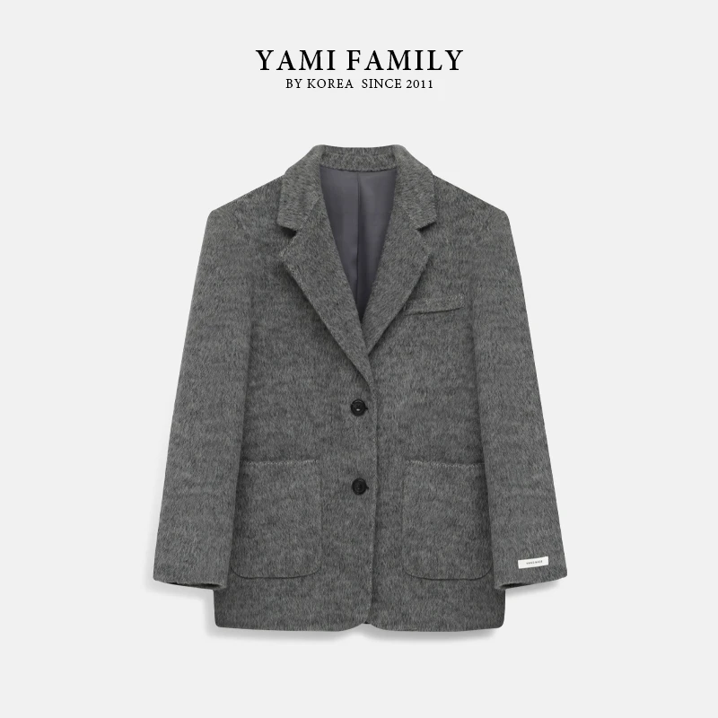 【焦香拿铁】YM 933 短款西装款羊毛大衣女宽松小个子外套时尚