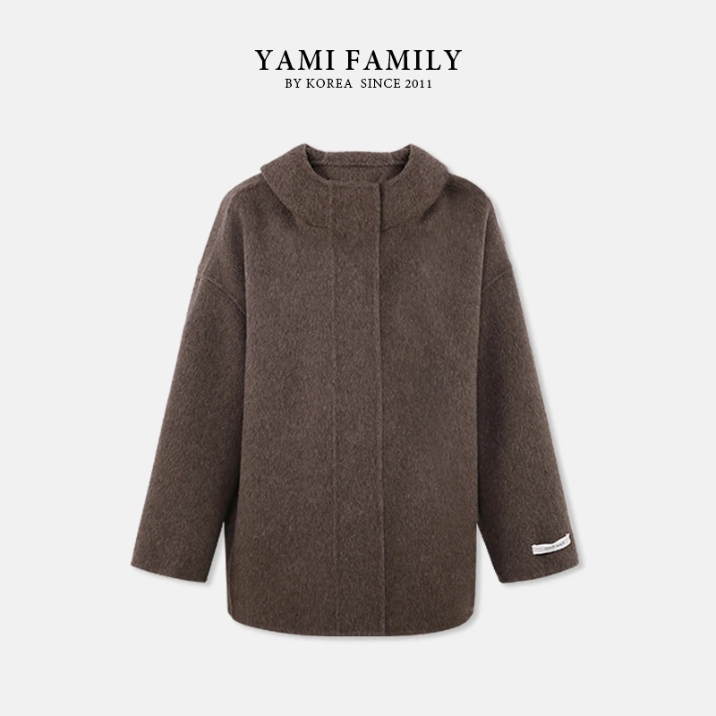 【小雪人】YM 997 中长款冬季休闲时尚经典百搭连帽双面羊毛大衣