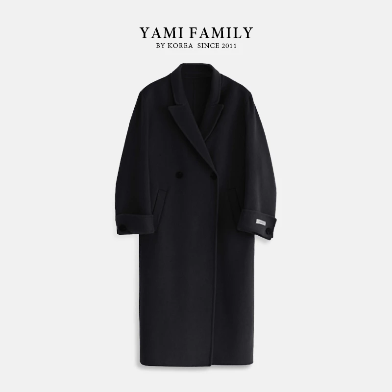 【弯弯袖】YM 817 中长款秋冬轻奢设计师时尚宽松双面羊毛大衣