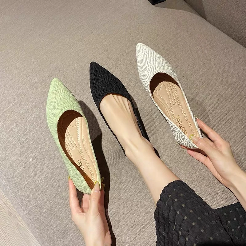888-8浅口单鞋女仙女风尖头平底韩版软底鞋简约气质低帮鞋女鞋