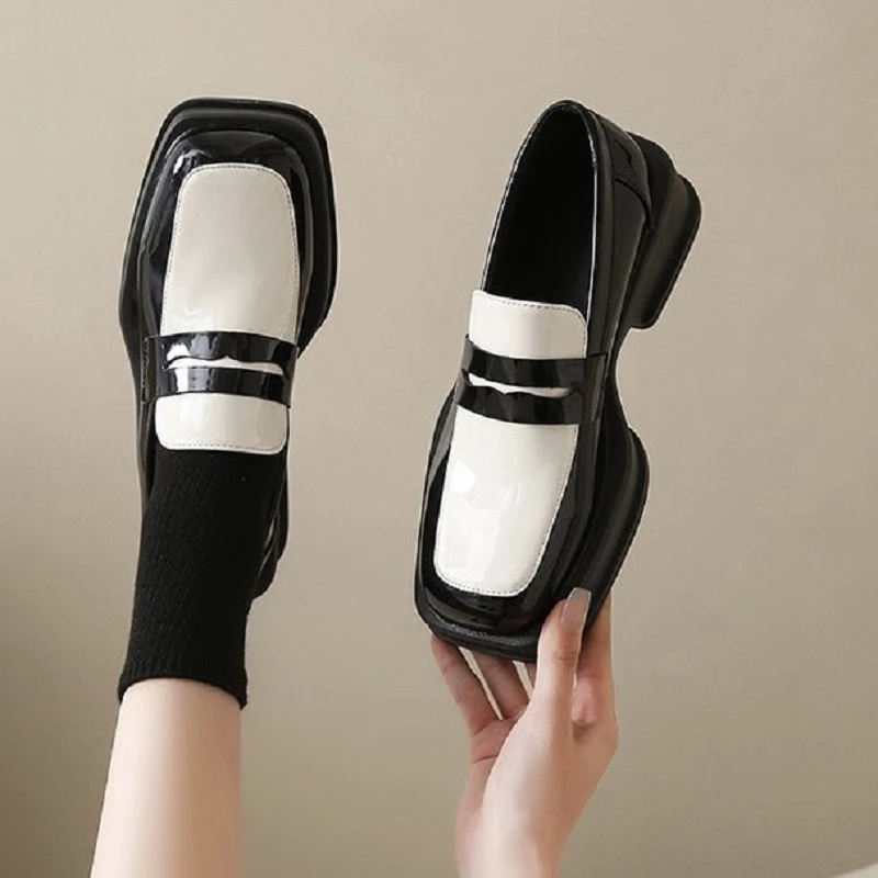 XD36厚底英伦风小皮鞋女2024新款秋季小众日系乐福鞋方头复古单鞋