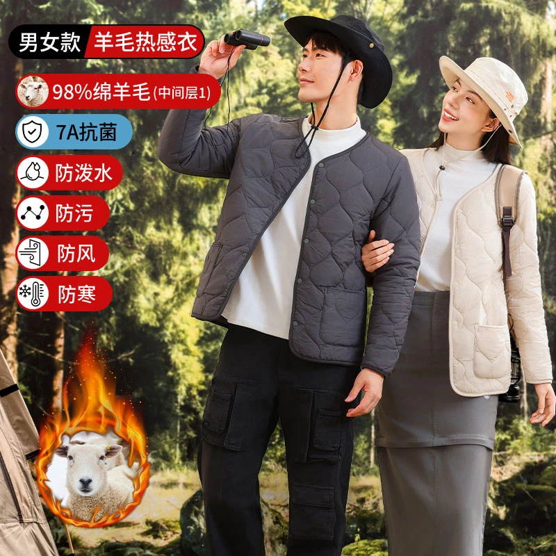 秋冬新款7A抗菌五防轻盈加厚户外保暖棉羊毛情侣款外套T