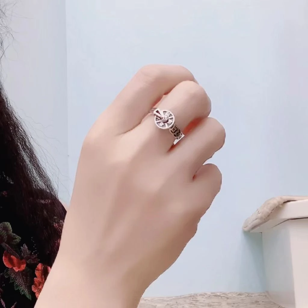 时来运转复古做旧可转动袖扣925