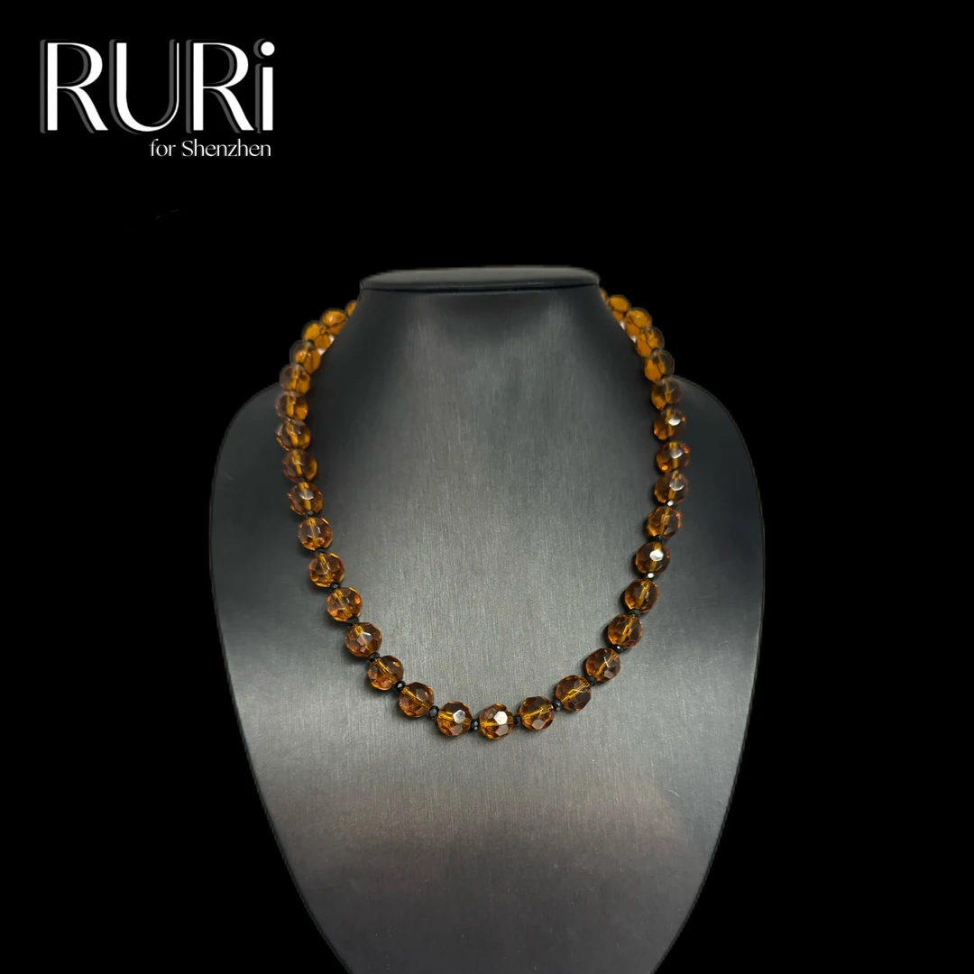 铜合金琉璃项链 RURI 法国设计师款法产茶色琉璃项链 228