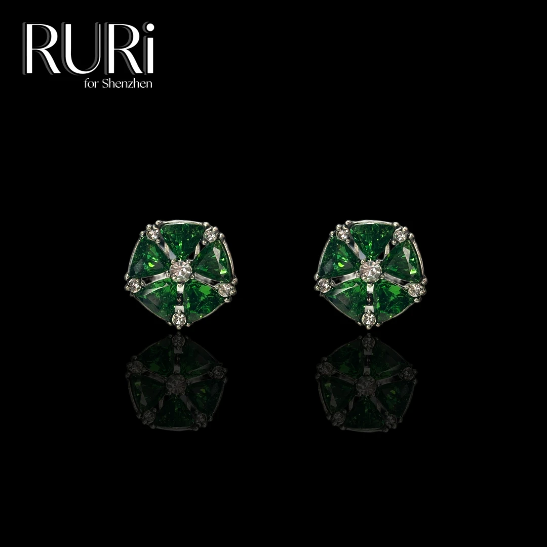 合金仿水晶耳饰 【J 系列】时尚百搭轻奢设计师绿色五角星耳饰6