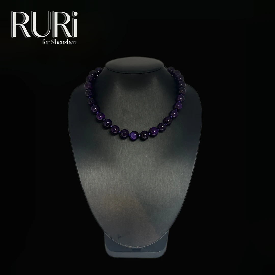 合金琉璃项链 RURI 简约时尚12mm紫葡萄珠珠项链 A1770