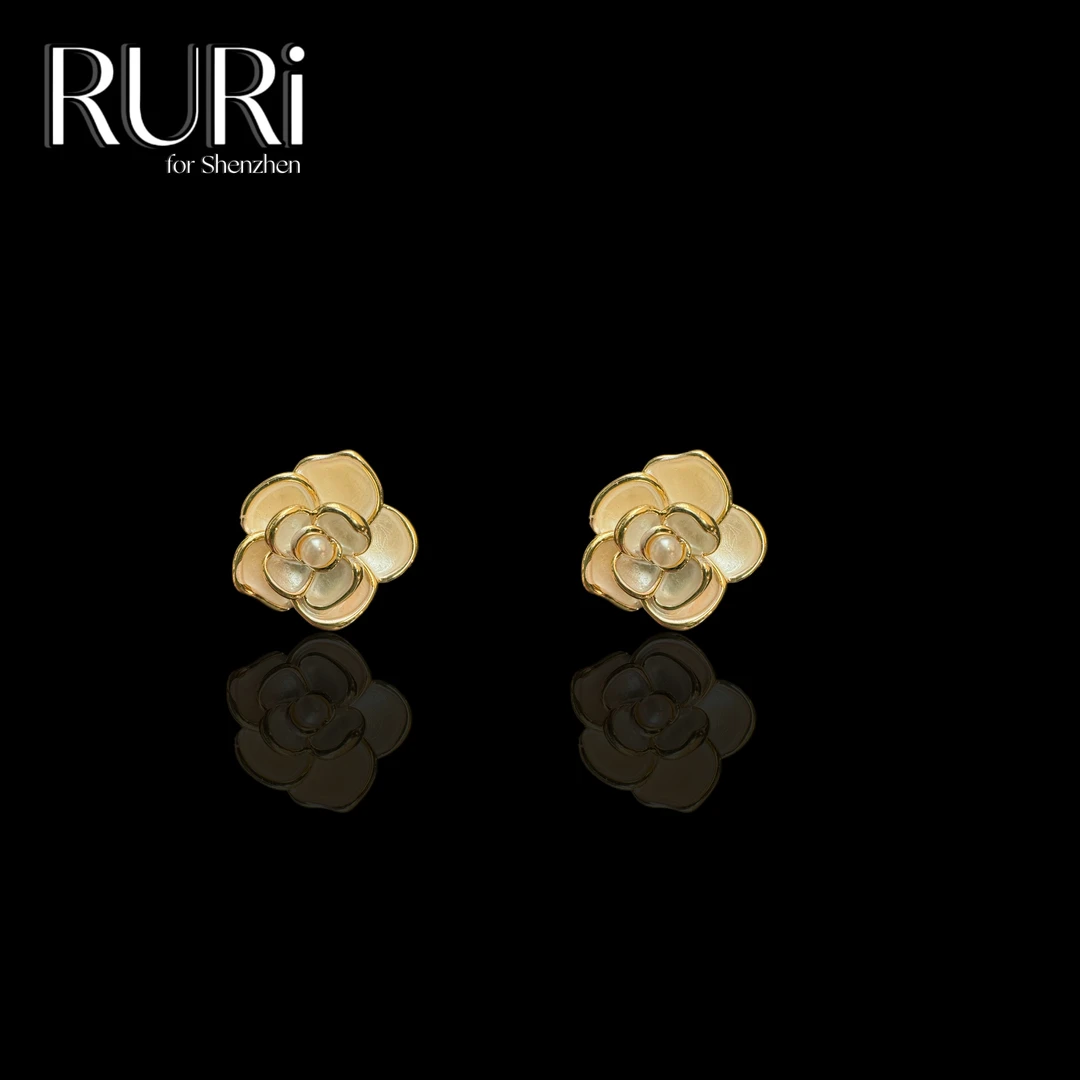 铜合金珐琅耳饰 RURI 简约时尚气质款白色山耳钉212