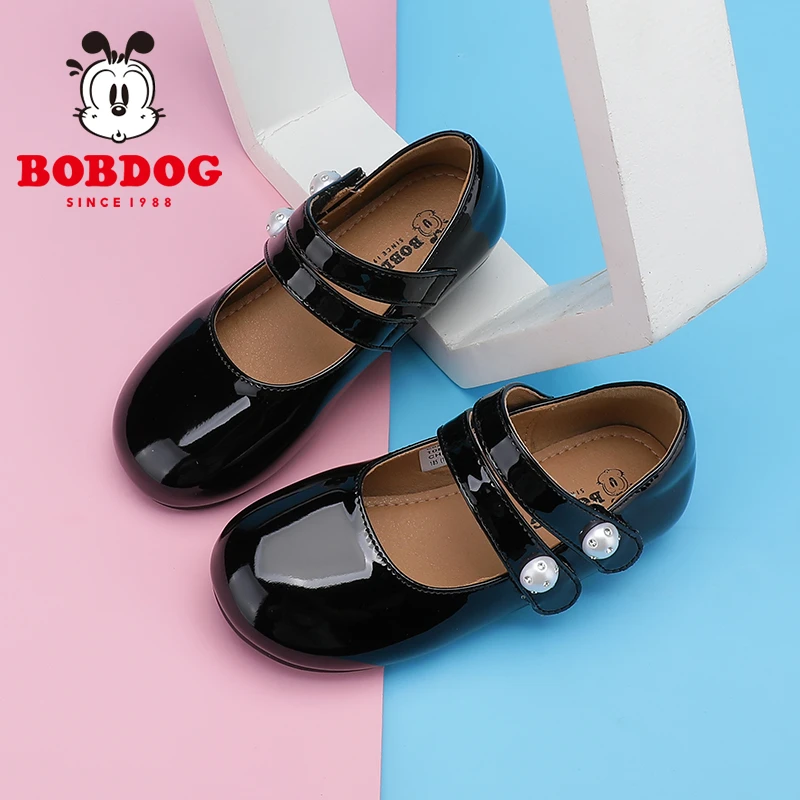 Bobdog/巴布豆女童休闲小皮鞋2025秋季新款儿童防滑透气演出潮鞋