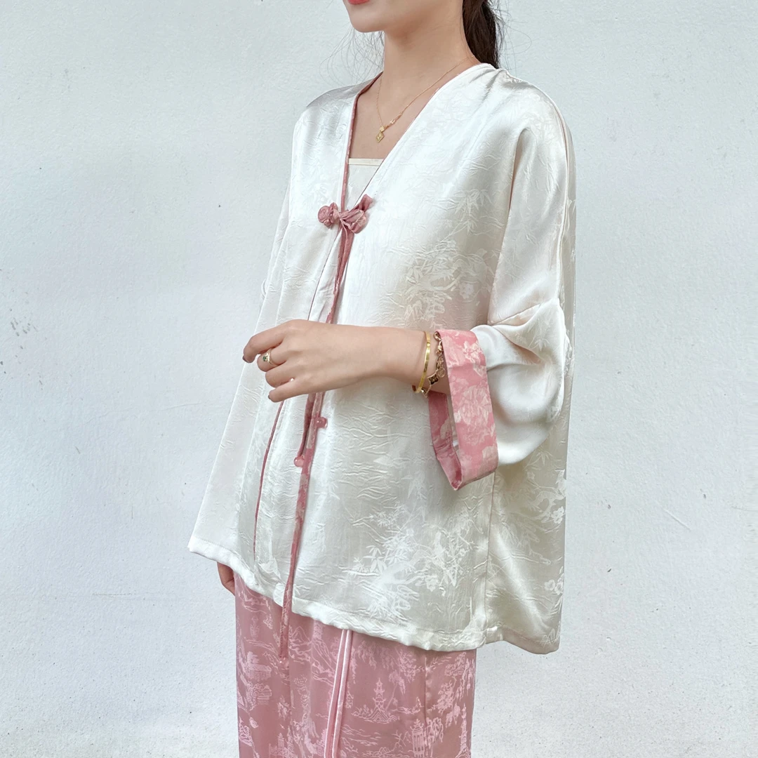 【QiXi家】夏季宽松薄款中式日常斜襟古风外套