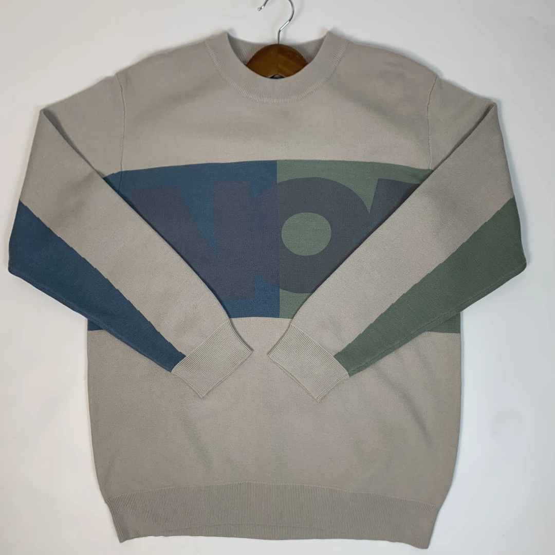 AELT01141376男士春秋圆领长袖针织衫时尚休闲百搭拼色针织毛衣