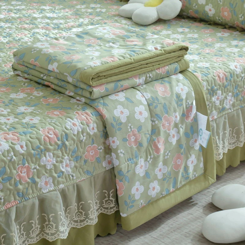 可机洗薄款印花夏凉被绗缝单双小清新人空调被学生碎花夏被