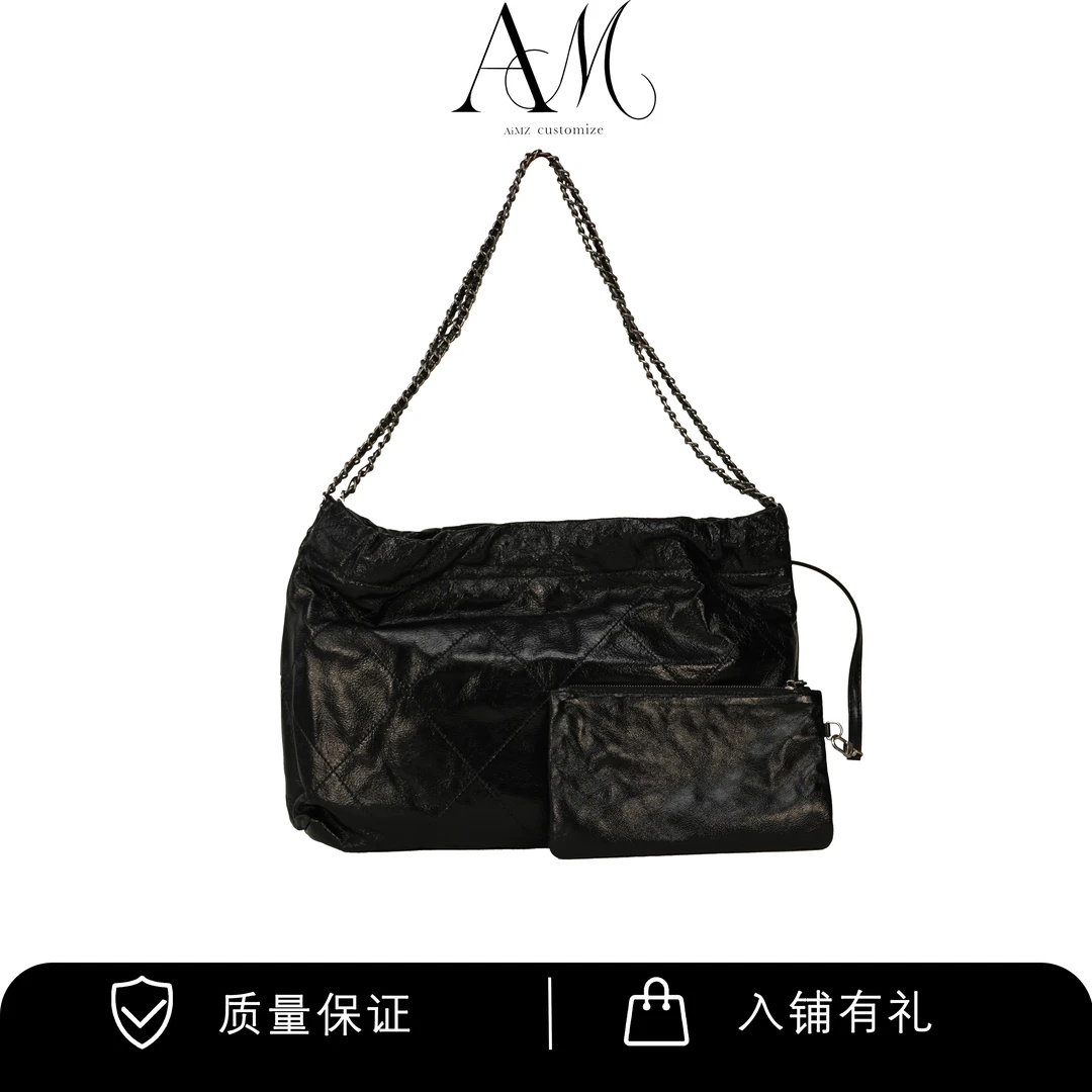 【丹姐和包】39cm-真皮时尚百搭女包-LJD-黑银