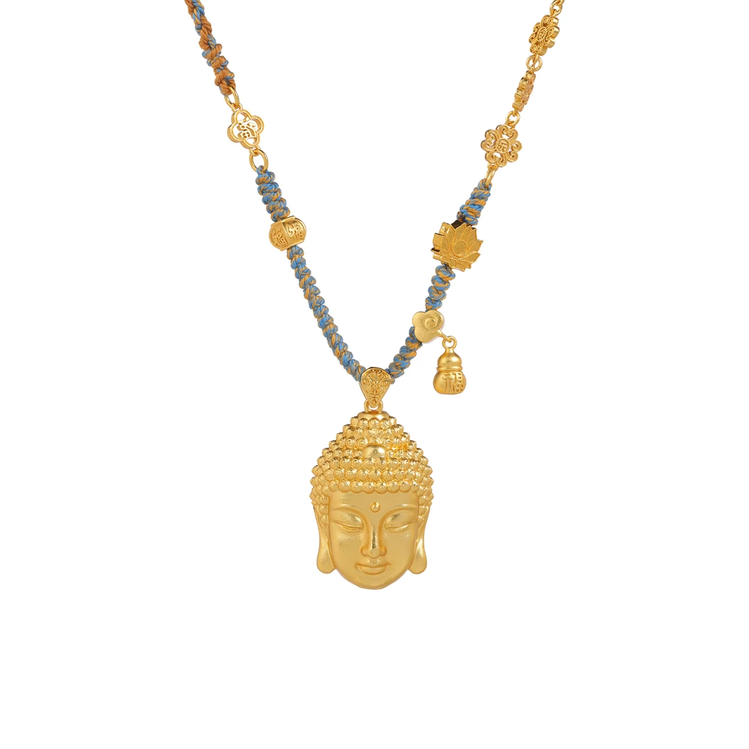 铜合金布艺吊坠  JINXI 今喜原创设计 新中式佛佑平安毛衣链女款