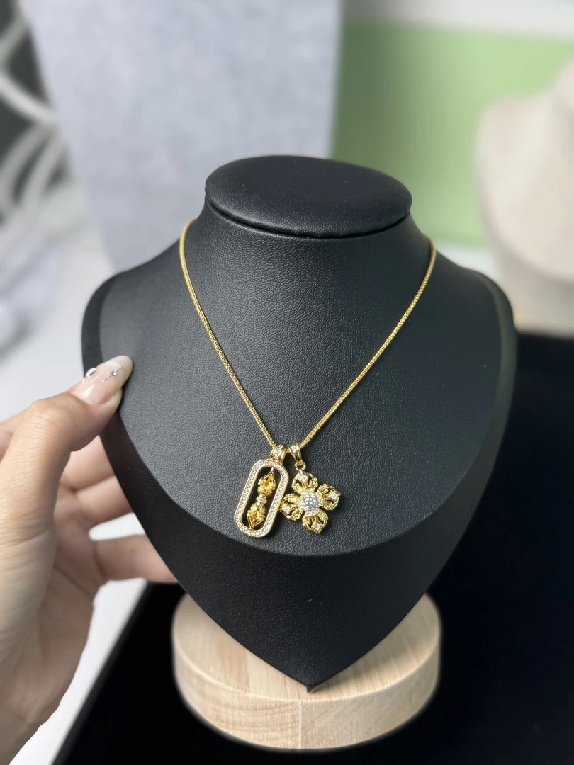 坠链均925银锆石 金刚杵+十字杵一套坠链均925银轻奢时尚百搭气质