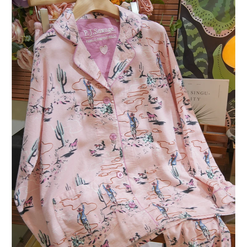 莫里伊【磨毛棉西部牛仔】小众时尚设计休闲可外穿保暖睡衣家居服