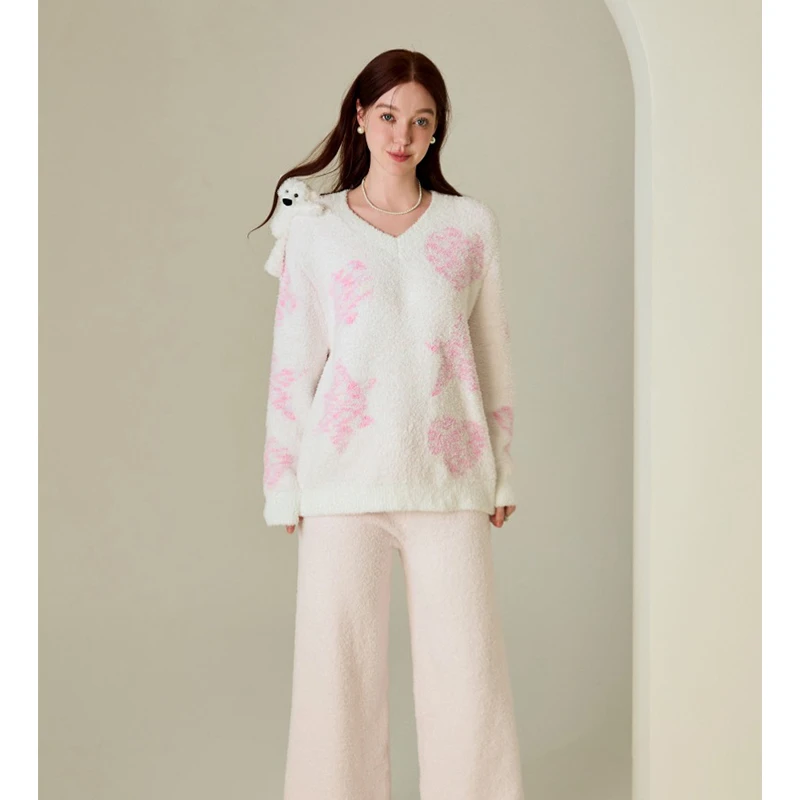 莫里伊【粉色熊熊套头款】小众时尚设计休闲可外穿保暖睡衣家居服