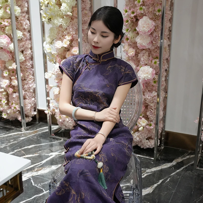 【芙蓉叶】春夏旗袍40姆米重磅香云纱气质复古中式修身文艺民国风