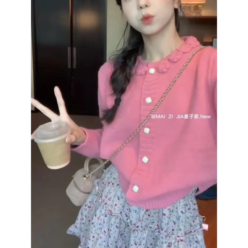 小香风名媛洋气时尚圆领毛衣女针织开衫2024秋季新款气质上衣外套