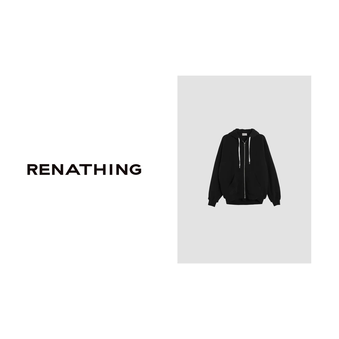 【RENATHING】纯色连帽宽松卫衣外套