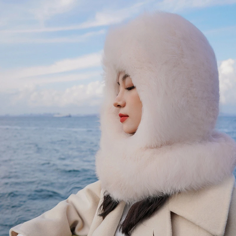 双面全狐狸毛风雪帽女皮草围巾帽子连一体东北保暖加厚冬季包头帽