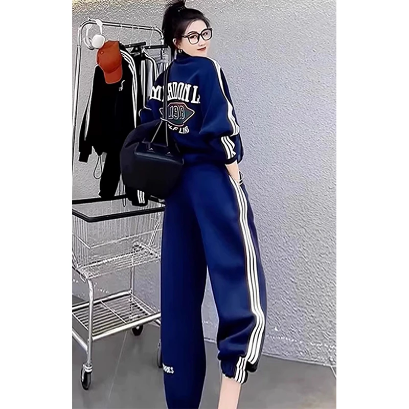 仙梦语宽松休闲运动套装女春季新款拉链开衫束脚裤网红时尚洋气