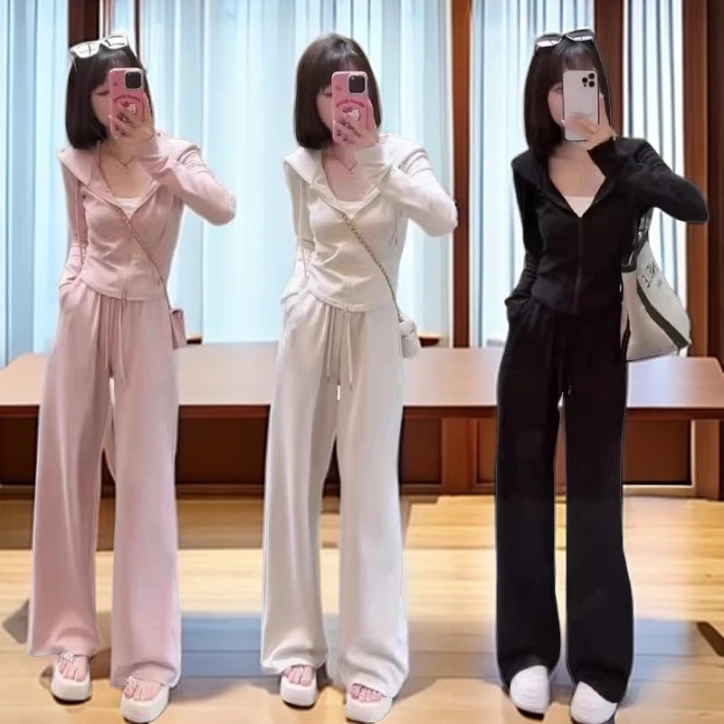 1086早秋穿搭套装女新款连帽卫衣阔腿裤小个子运动休闲时尚两件套