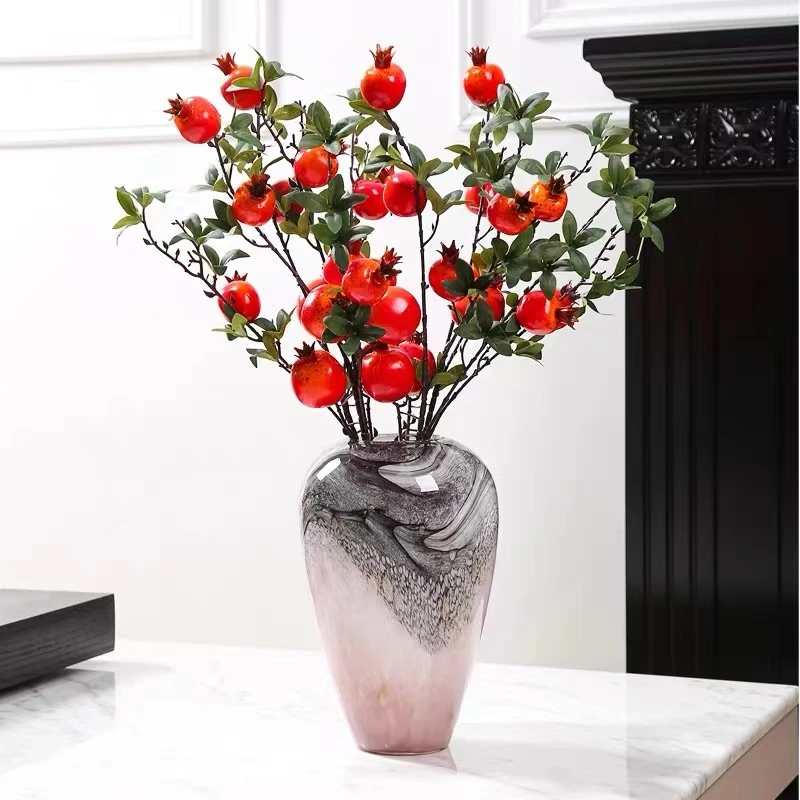 微瑕现代轻奢水墨画琉璃花瓶居家装饰摆件