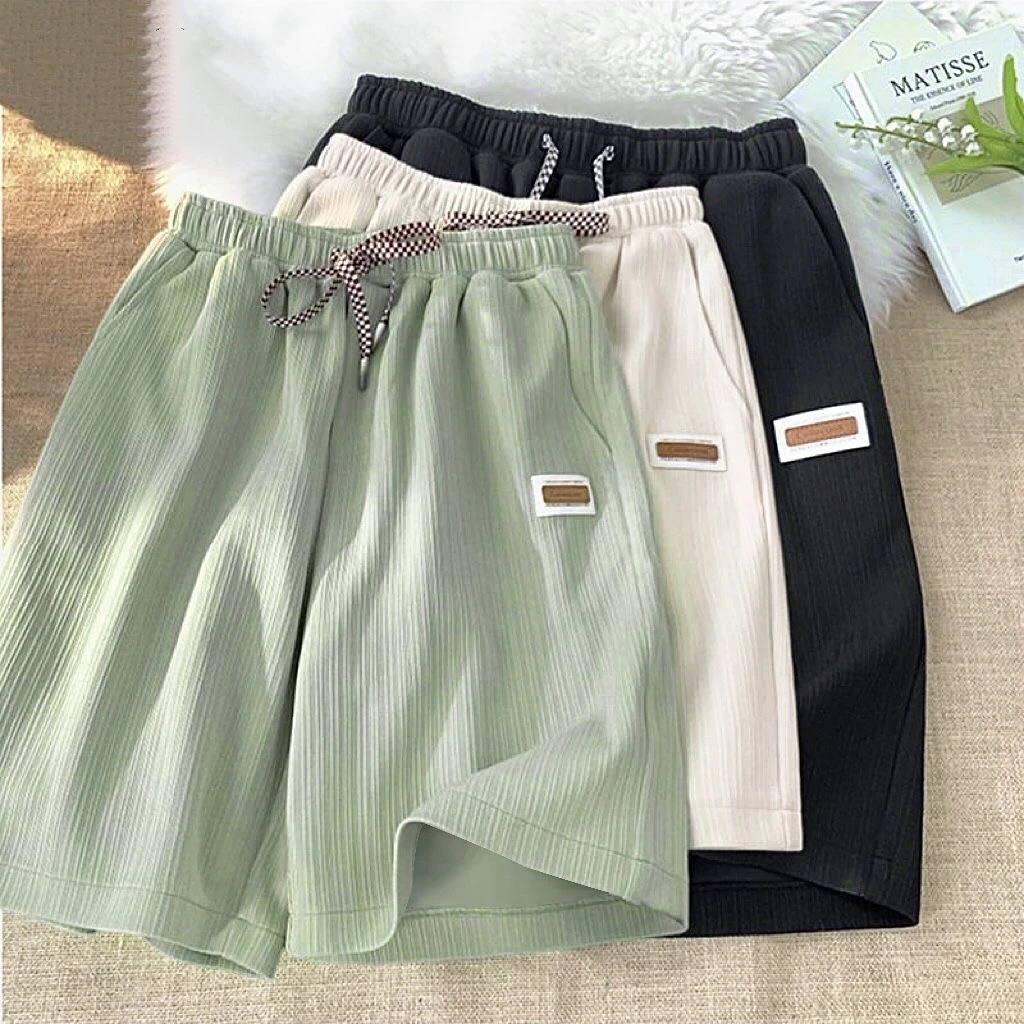 冰丝短裤男夏季直筒薄款透气五分裤弹力宽松男女情侣休闲外穿中裤